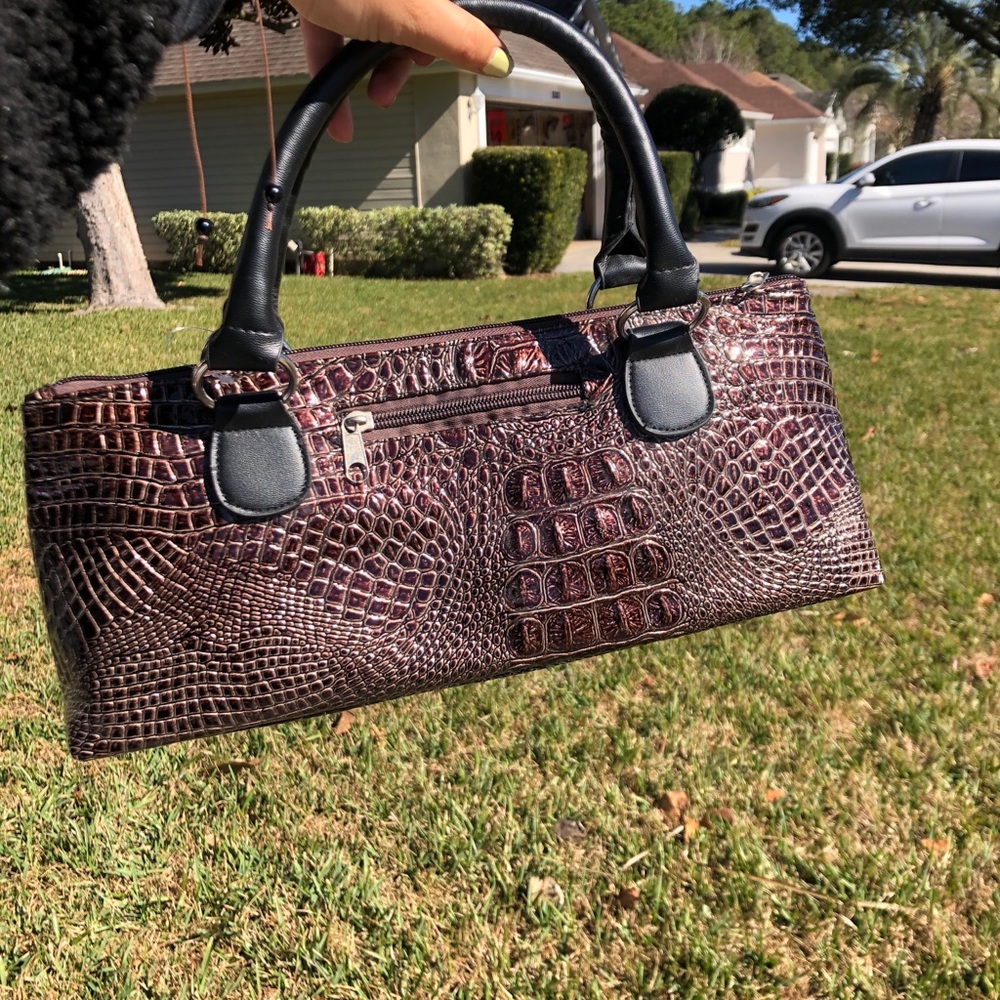 Brown Mini Purse Clutch Cooler Wine Bag Gem